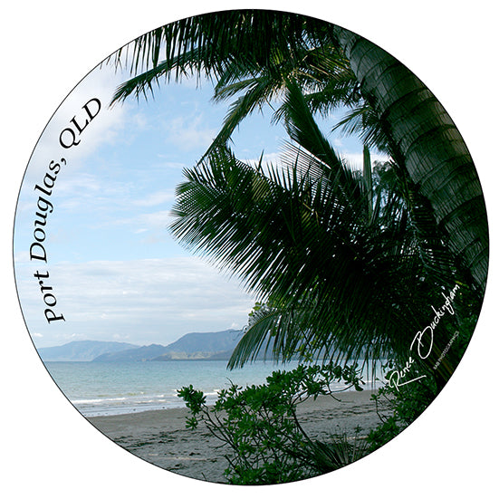 Port Douglas Circle 70mm x 70mm sticker 9381