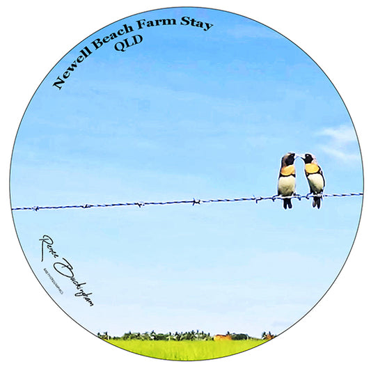 Birds on A Wire  Circle 70mm x 70mm sticker